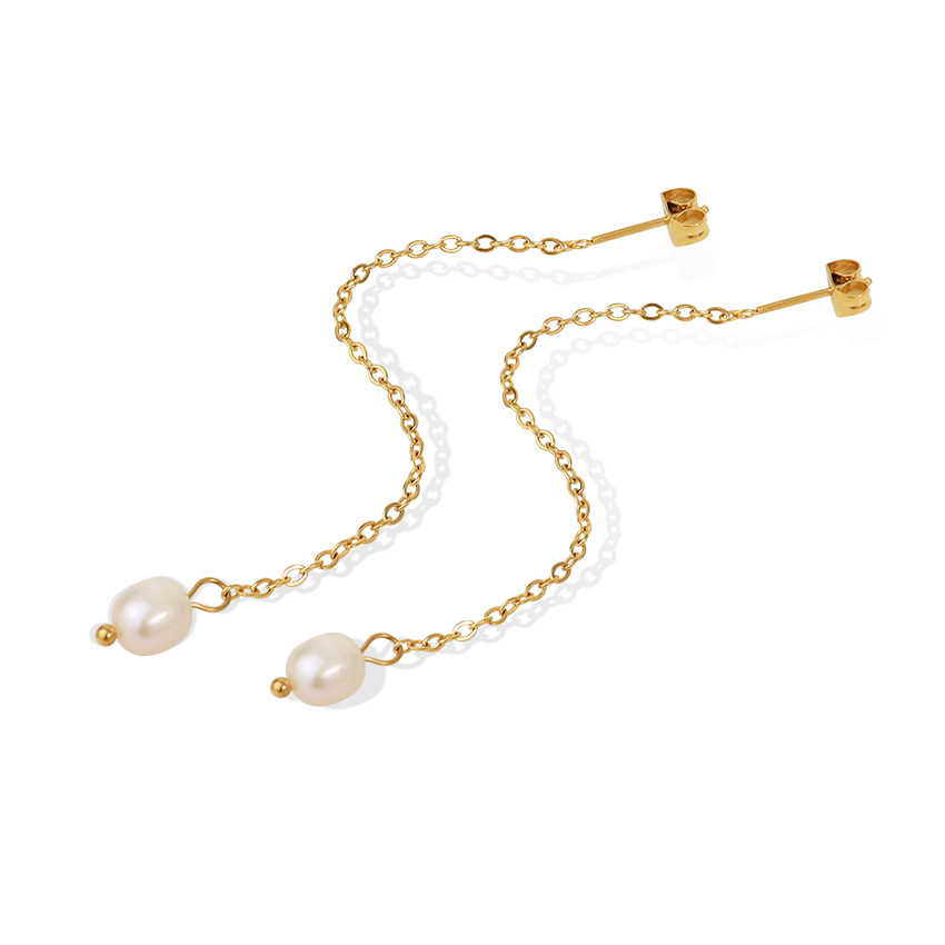 Light classic pearl chain earrings
